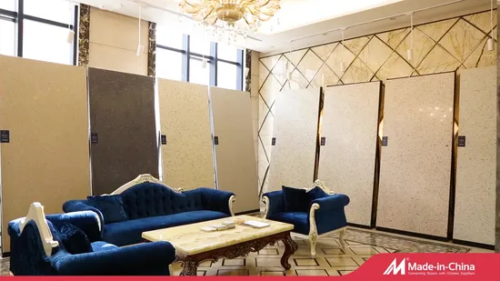 Terrazzo gris poli veiné pour plans de travail de cuisine en pierre reconstituée