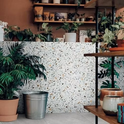 Décoration de construction en terrazzo artificiel blanc pour bureau